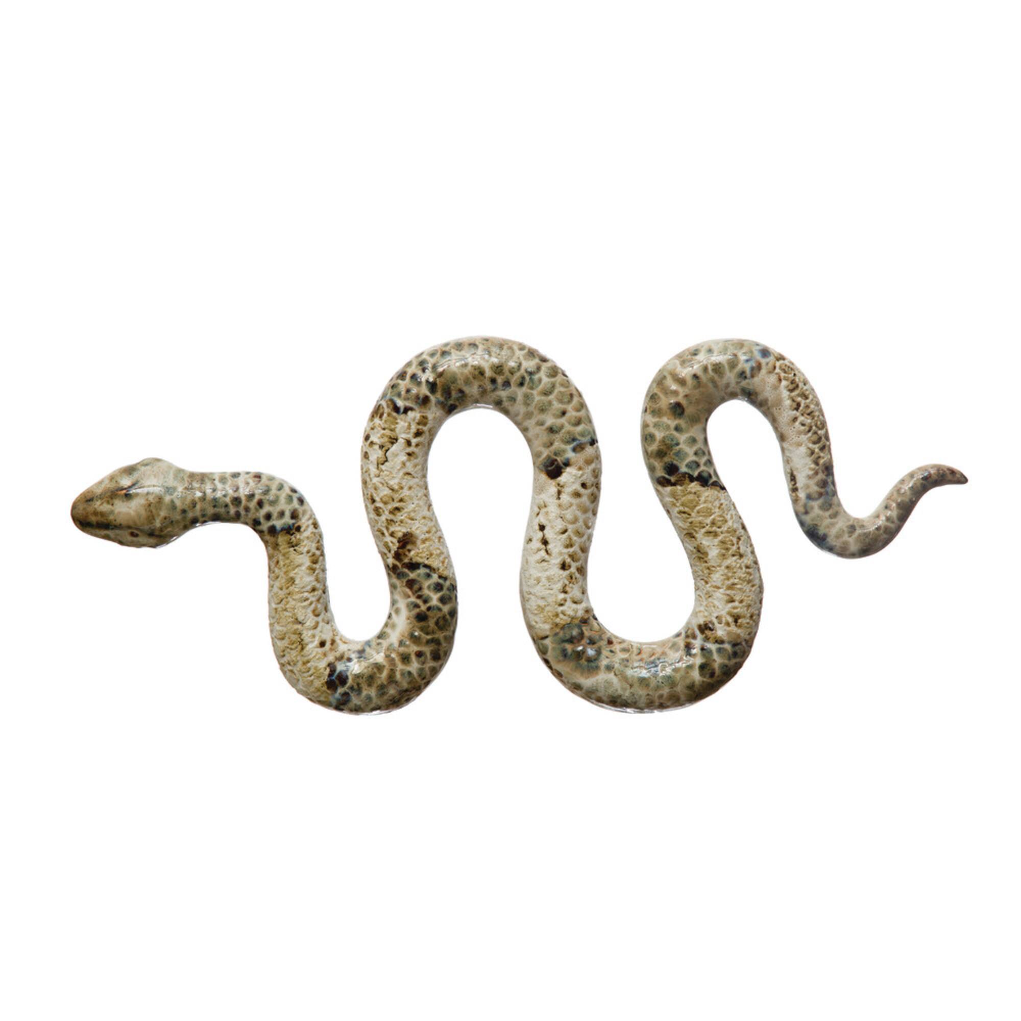 Hello Honey® 14" Decorative Debossed Stoneware Snake with Multicolor Reactive Glaze
